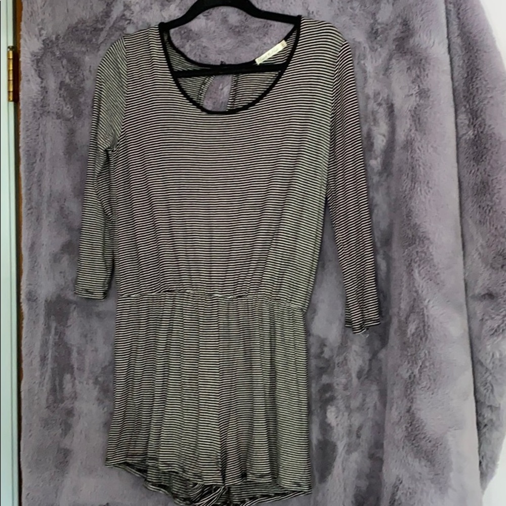 Black and white striped romper